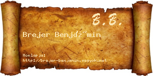 Brejer Benjámin névjegykártya